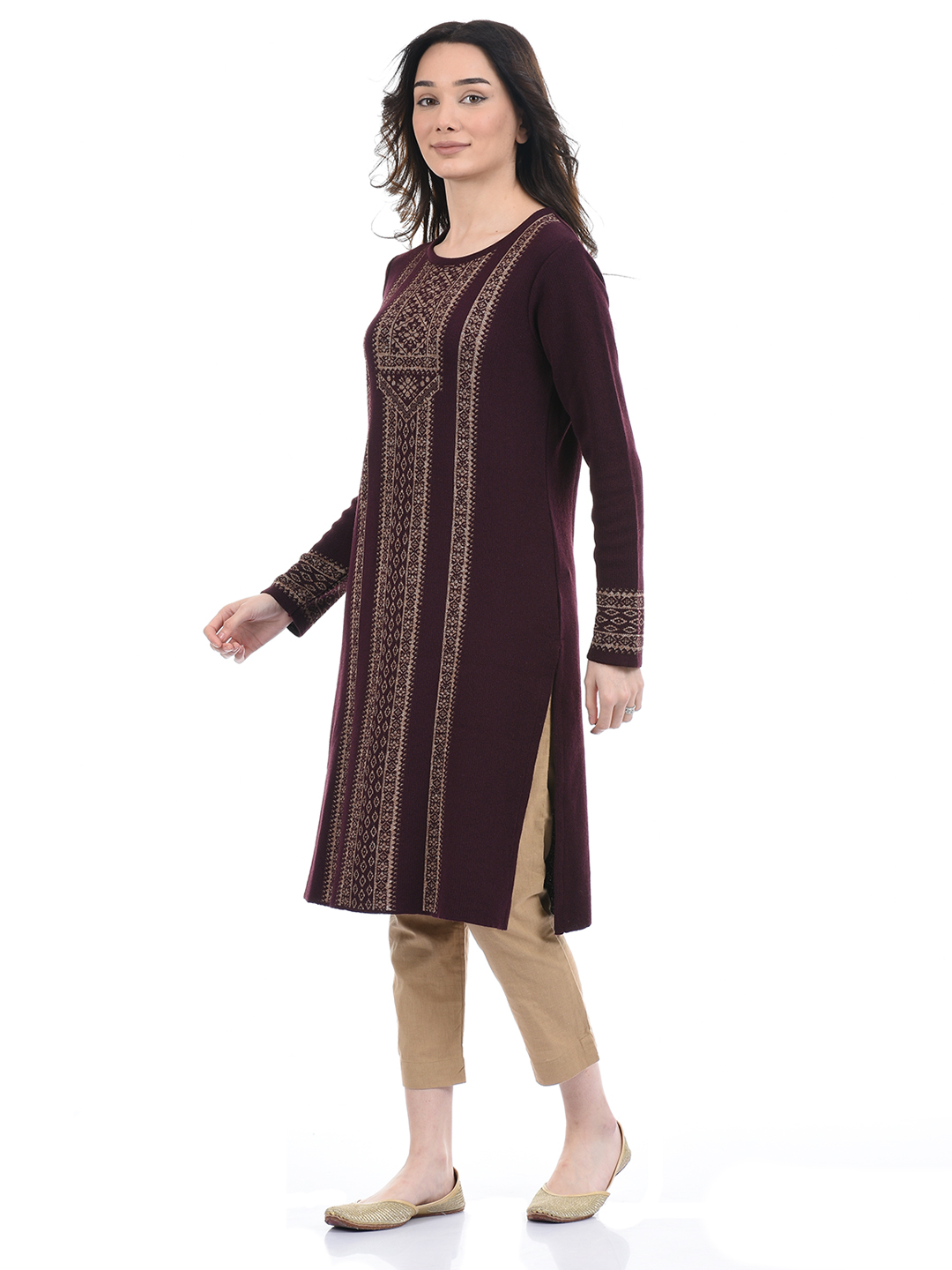 American Eye Women Casual Wear Burgundy Kurta